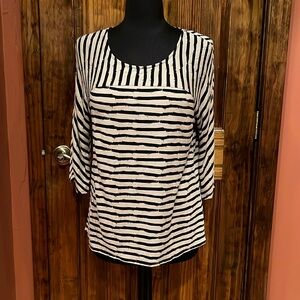 Dana Buchman 3/4 Sleeve Striped Tunic